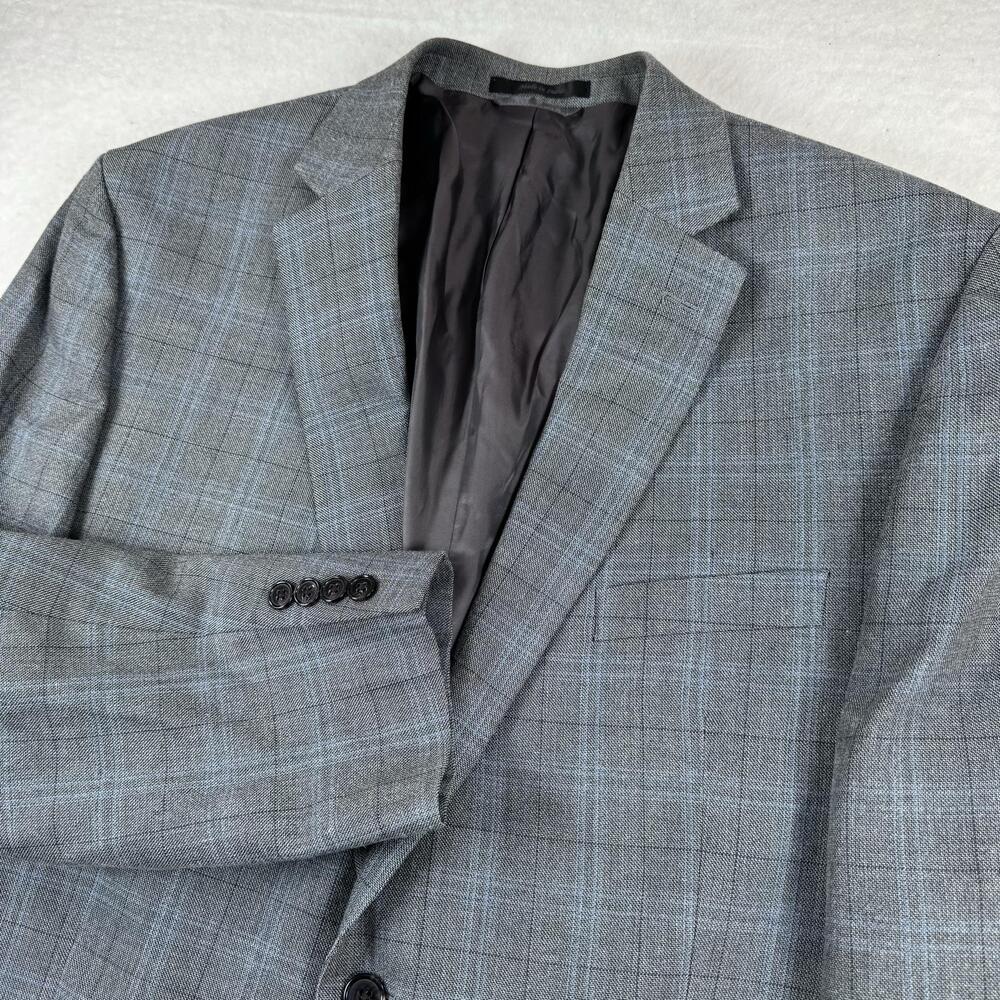 Lauren Ralph Lauren Sport Coat Mens Size 46R Gray Plaid Silk Wool Tweed Blazer